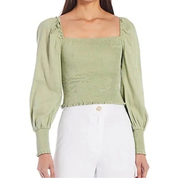 Gianni Bini Angel Squareneck Blouse Smocked Balloon Sleeve - Picture 1 of 8